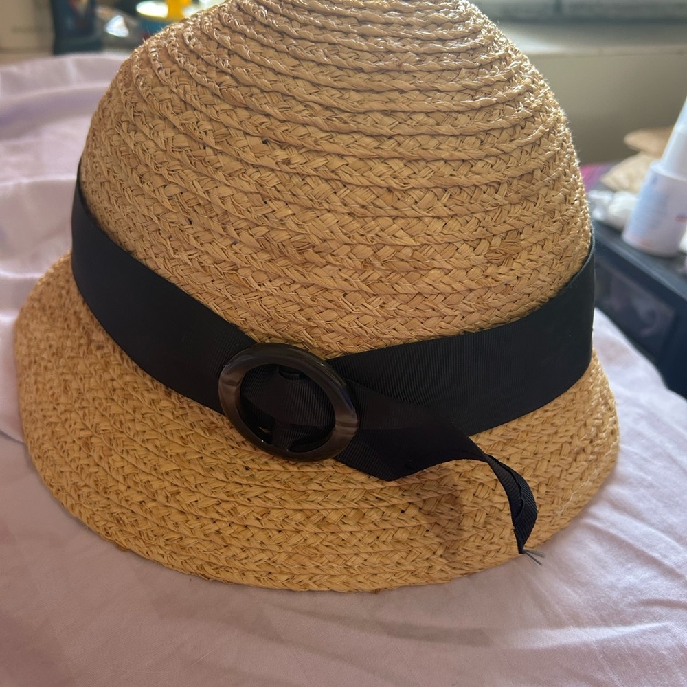 Goorin Bros Tan and Black Sun Hat with Elegant Ribbon - Picture 2 of 5